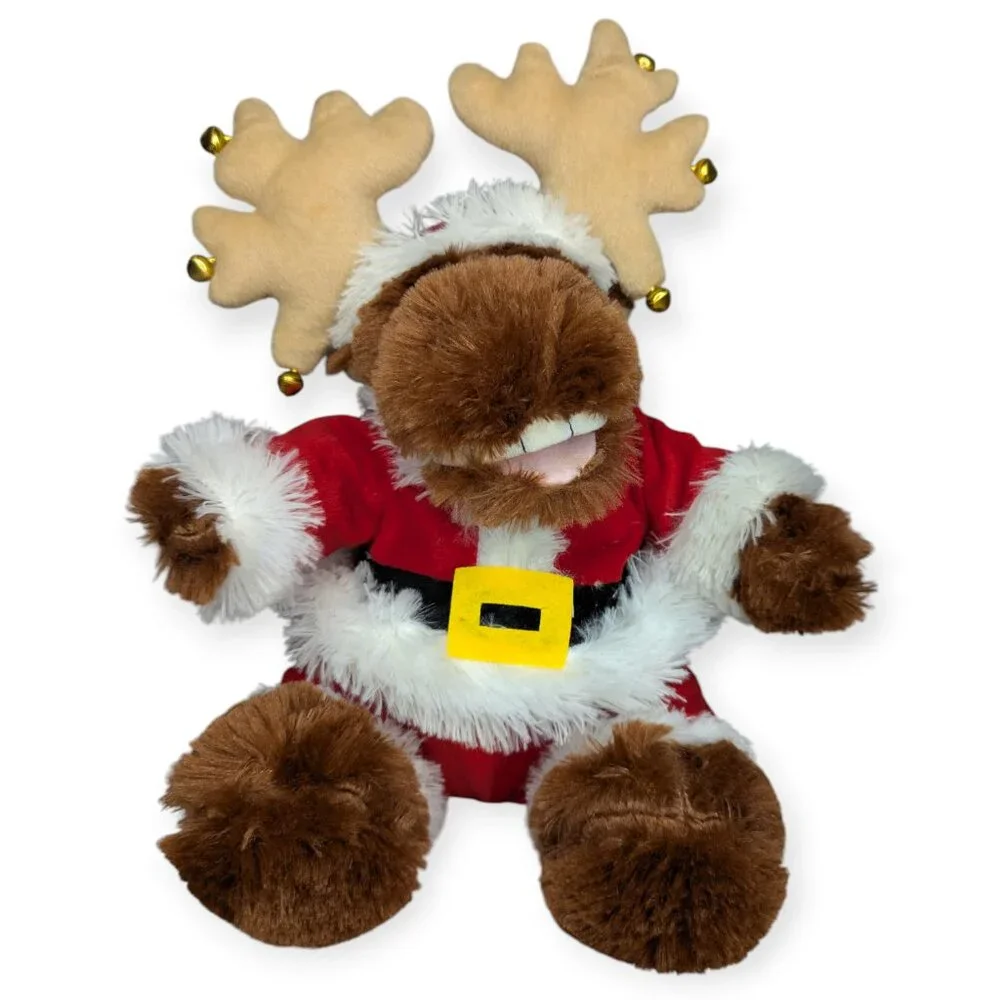 PBC Jethro Moose Sings Jingle Bell Rock Animated Plush Moose Santa Outfit WORKS